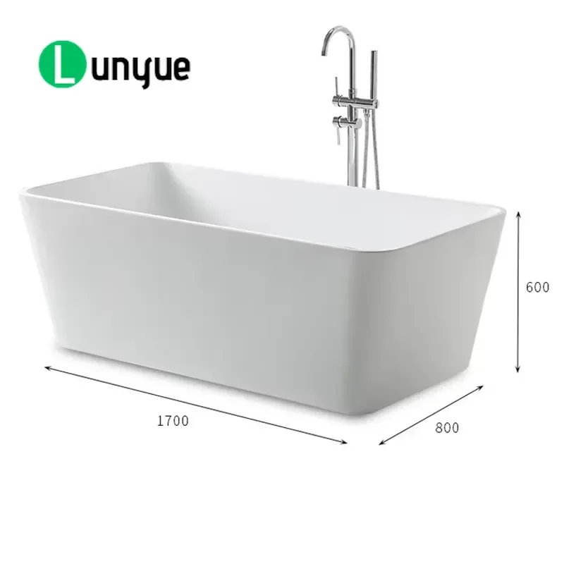 Modern Square Freestanding Acrylic Bathtub Sanitary Ware for Bathroom Home Spa Relaxation Durable Smooth Surface Easy to