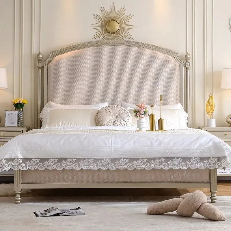 

Headboard Cream Bed Twin American Style Design Luxury Quality Bed Wedding Relax Master Bedroom Cama De Casal Bedroom Furniture