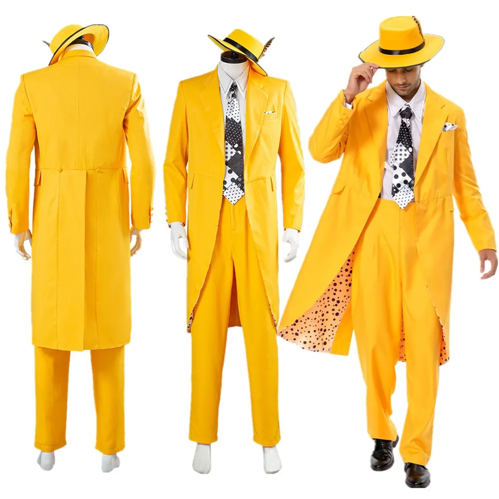 

Adult Men Jim Cosplay Carrey Fantasy 1994 Movie The Mask Costume Disguise Cosplay Roleplay Fantasia Outfits Halloween Male Suit