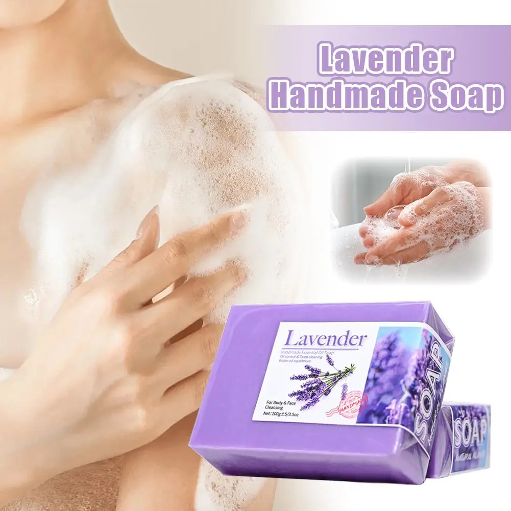 

1/3/5/10PCS Natural Lavender Essential Oil Soap Organic Plant Cleansing Bath Soap Vitamin C Facial Oil Control Soap 100g