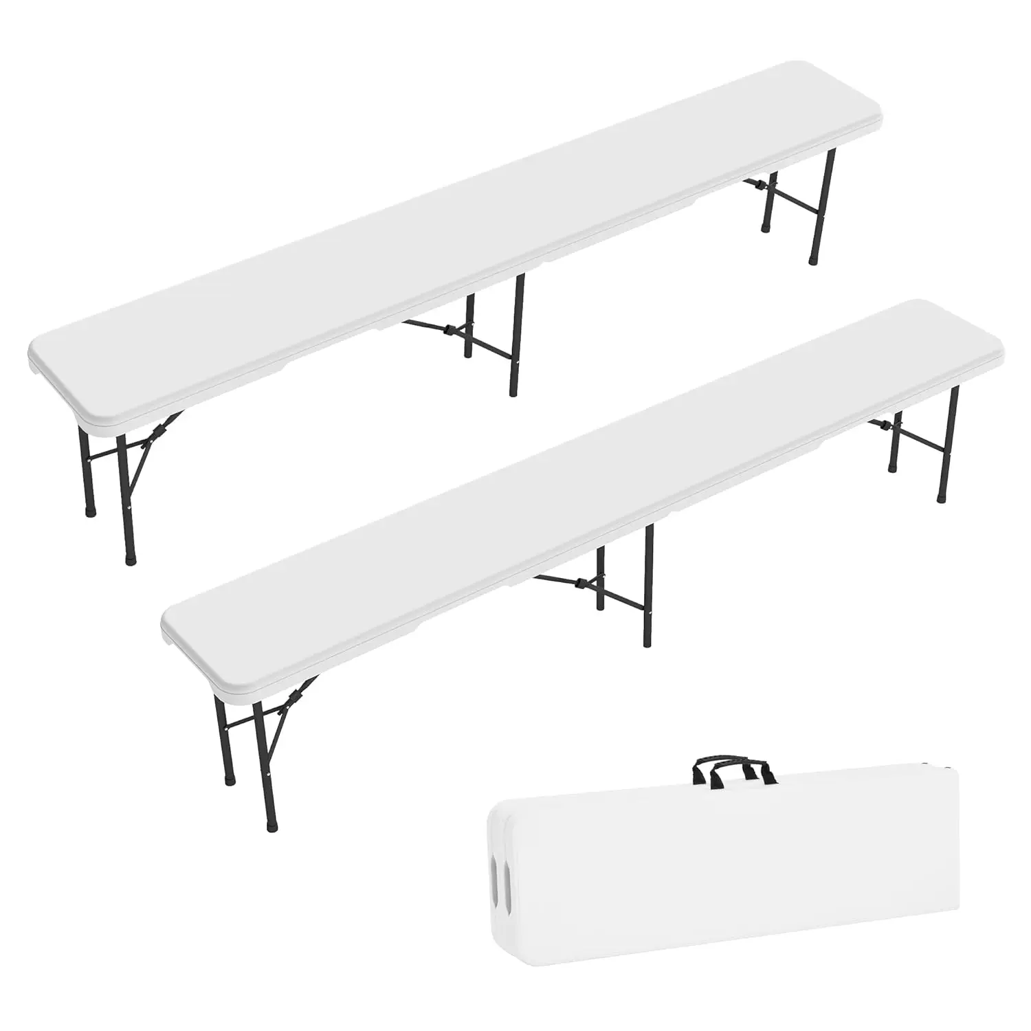 

2 Pack 6FT Folding Bench, Portable Bench with Handle and Non-Slip Pad, HDPE Camping Bench for Indoor Outdoor,, Customized