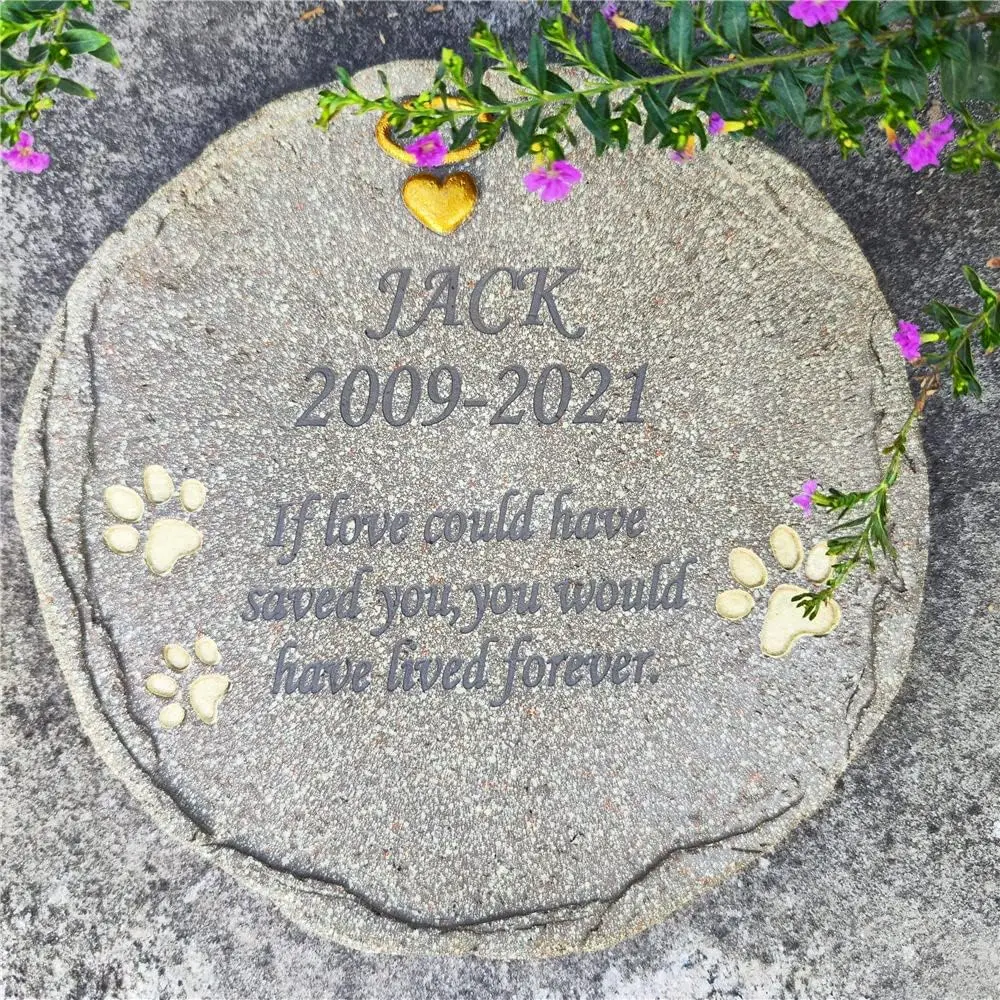 

Personalized Pet Dog Memorial Stones Memorial Plaques, Round Pet Dog Grave Markers Headstones Garden Stones Engraved with Name