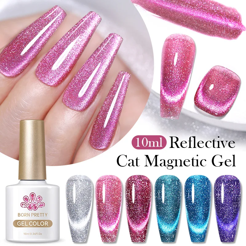 Rainbow Glass Cat Magnetic Gel Double Light Sparkling Color Magnet Gel Soak Off UV Nail Polish Varnis Semi Permanent