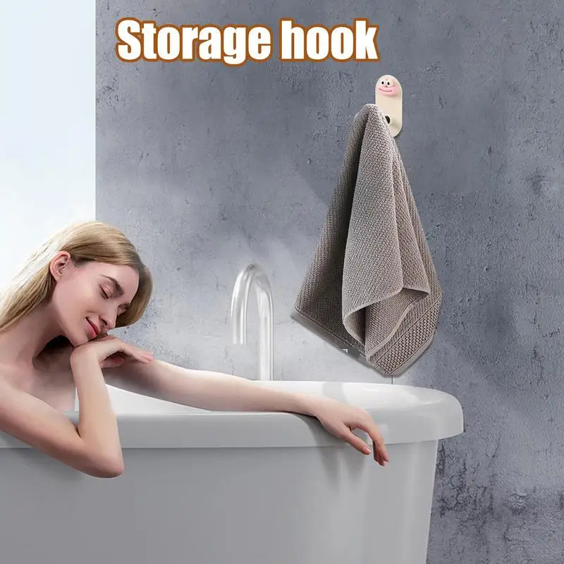 

Towel Hook Towel Dangling Rack Heavy-Duty Removable Hanger No-Drill Cartoon Storage Rack For Coat Robe Hats