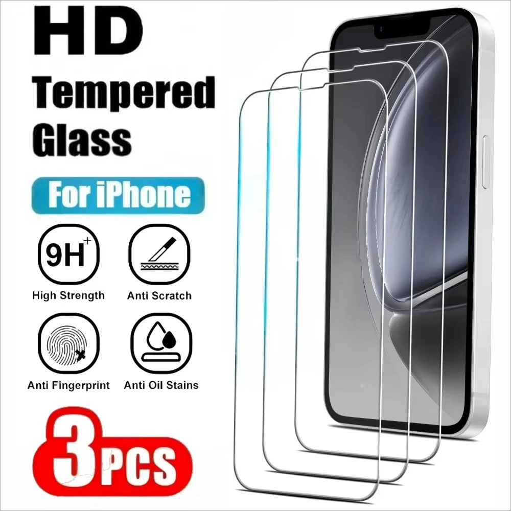 

1-3 шт. Защитное стекло для экрана iPhone 14 13 12 11 15 16 17 Pro Max Mini Plus, для iPhone XR XS MAX 16e 17 Air Glass