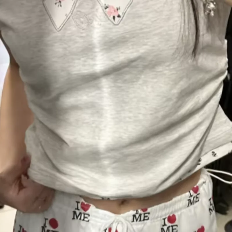 Europäisch-amerikanischer BM-Stil Hot Girl Pants mit Liebesbrief-Print, Kontrastfarben, lockere Freizeithose für Damen 2026