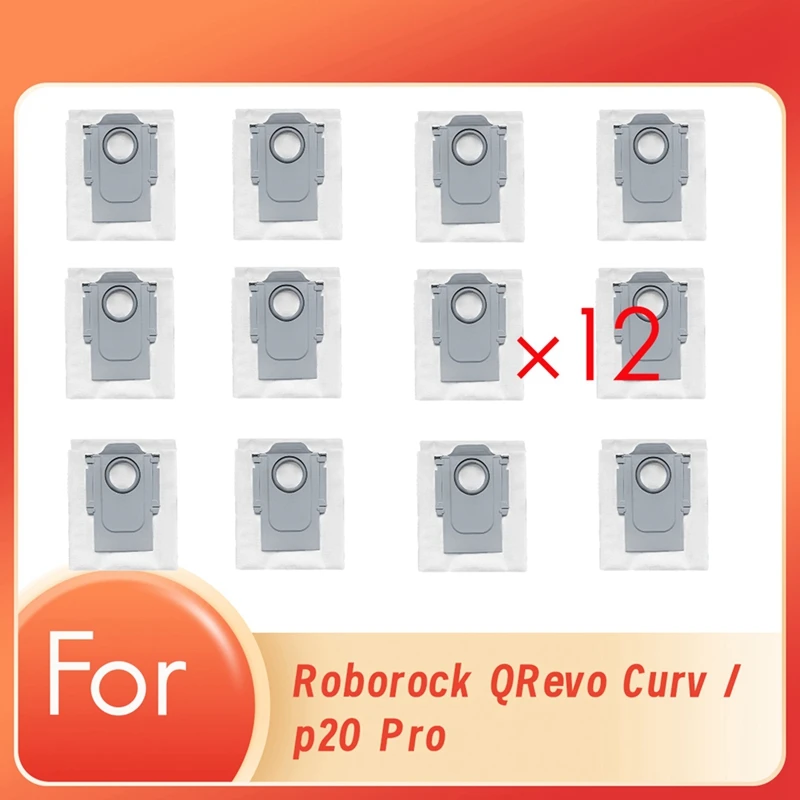 12 Pcs Dust Bags For Roborock Qrevo Curv / P20 Pro Sweeper Accessories Built To Last And Work Well