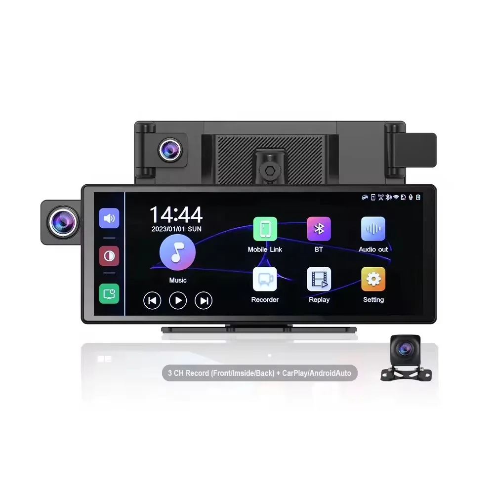 1026'' 3 CH 1080P Cameras Portable Smart Monitor Wireless Carplay Android Auto Car Radio Autoestereo DVR GPS FM