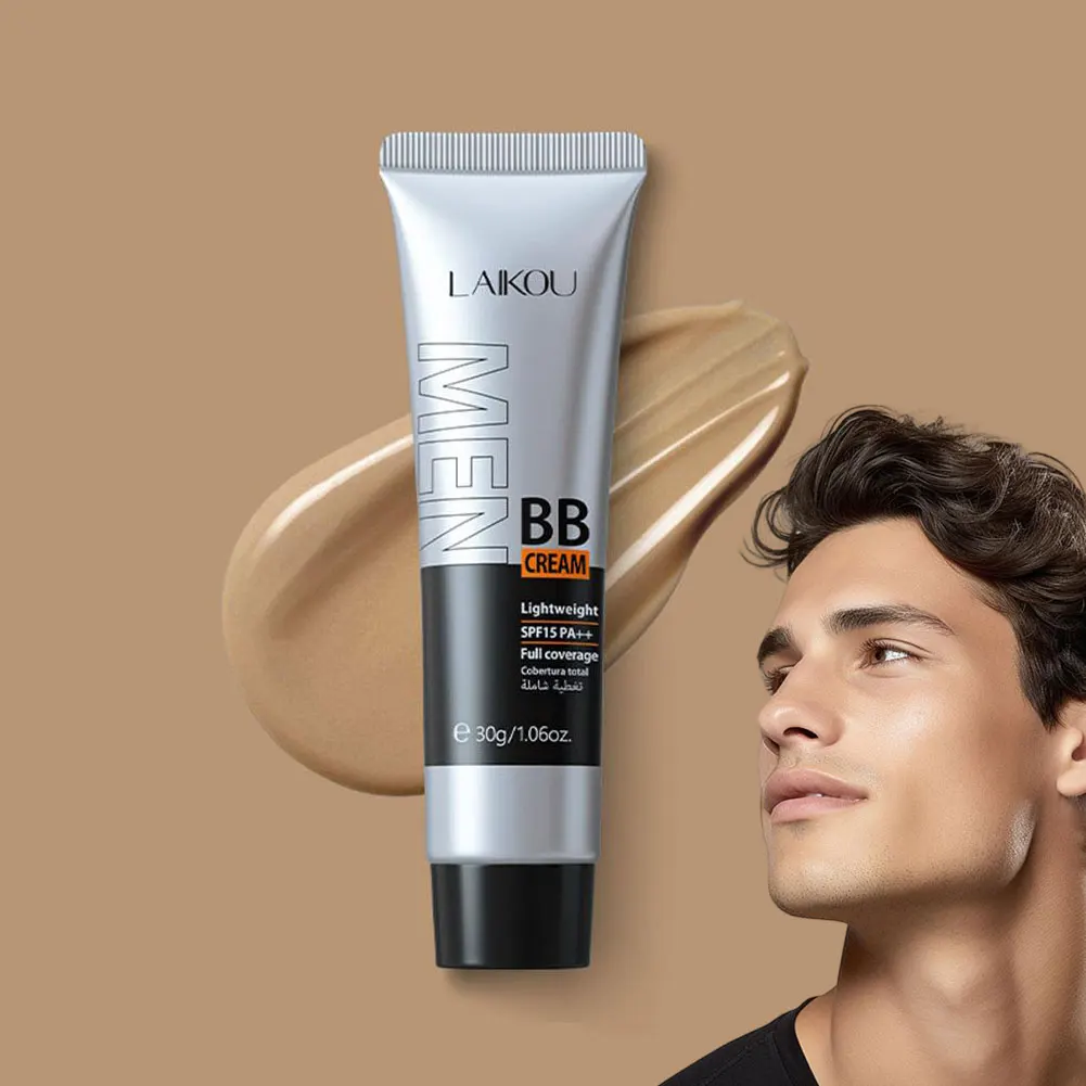 Crema BB Hidratante para Hombre, Corrector Facial de Cobertura Total, Crema Facial que Unifica el Tono de Piel, Control de Grasa y Cubre Imperfecciones, Base de Maquillaje