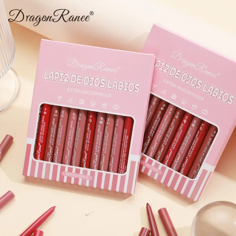 Lip Liner Lipstick Pen Waterdicht Blijvende Haaklijn Lippen Matte Beginner Automatische Lippen Liner Bonenpasta Lipcontour Cosmetica