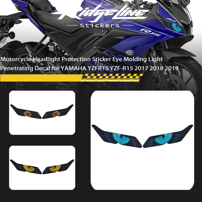 

Motorcycle Headlight Protection Sticker Eye Molding Light Penetrating Decal for YAMAHA YZFR15 YZF-R15 2017 2018 2019