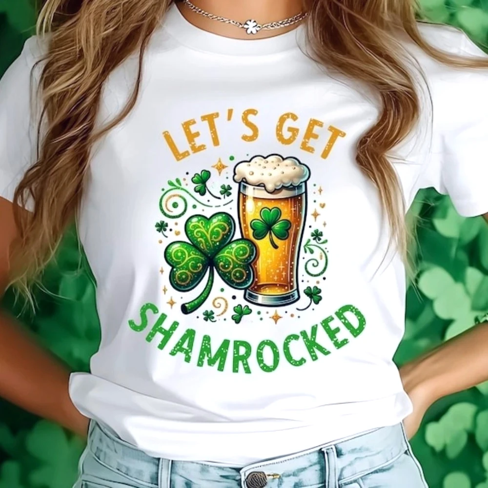 Funny T-shirt Shamrock Shirt St Patrick's Day Beer Drinking TShirt St Paddys Day Summer Women Casual Tops