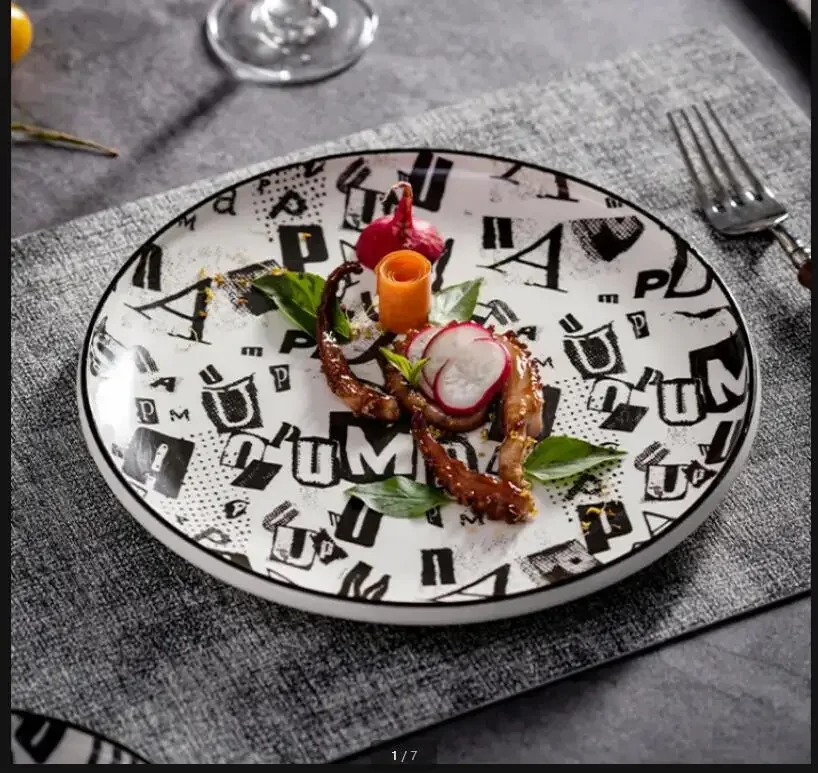 

Round Ceramic Dinner Plate Western Steak Plates Serving Plates Pasta Dish Fruit Plate Salad Bowl Dim Sum Dish Dessert Bowl Tray