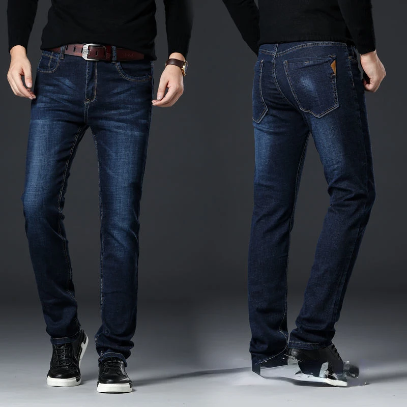 Fashion Winter Jeans Casual Business Stretch Classic Work Long Pants Trousers Male Clothing