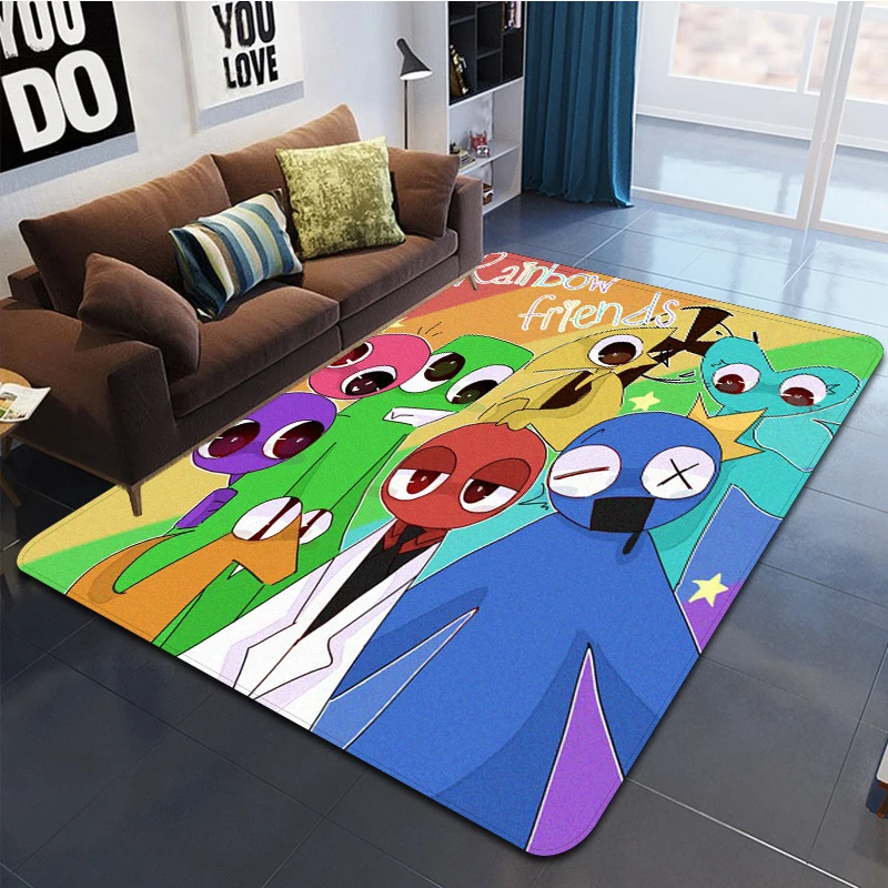 R-Rainbow Friends Printed Carpet Fashion Yoga Mat Bedroom Decorative Carpet Living Room Decorative Floor Mat Birthday Gift