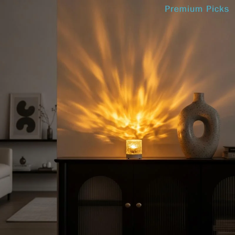 portable3D Water Ripple Projector Night Light Romantic Dynamic Ambient Lamp for Anniversary Dinner Xmas New Year Home Decor