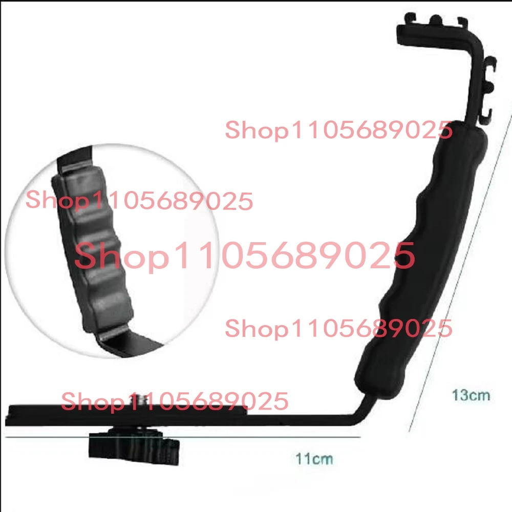 L-Shaped Flash Bracket Mount with 2 Hot Shoes for Camcorder Mic Microphone Video Light Camera Accessory