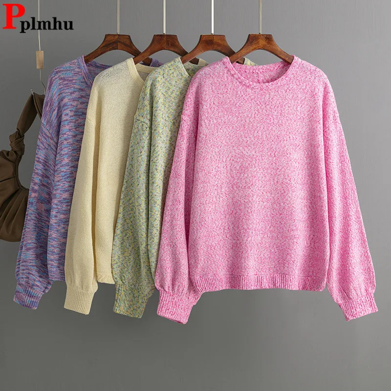 

Women Knitted Loose O-neck Sweater Fall Winter Chic Knitwears Long Sleeve Soft Pullovers Tops Korean Fashion Knit Sueter Blusas