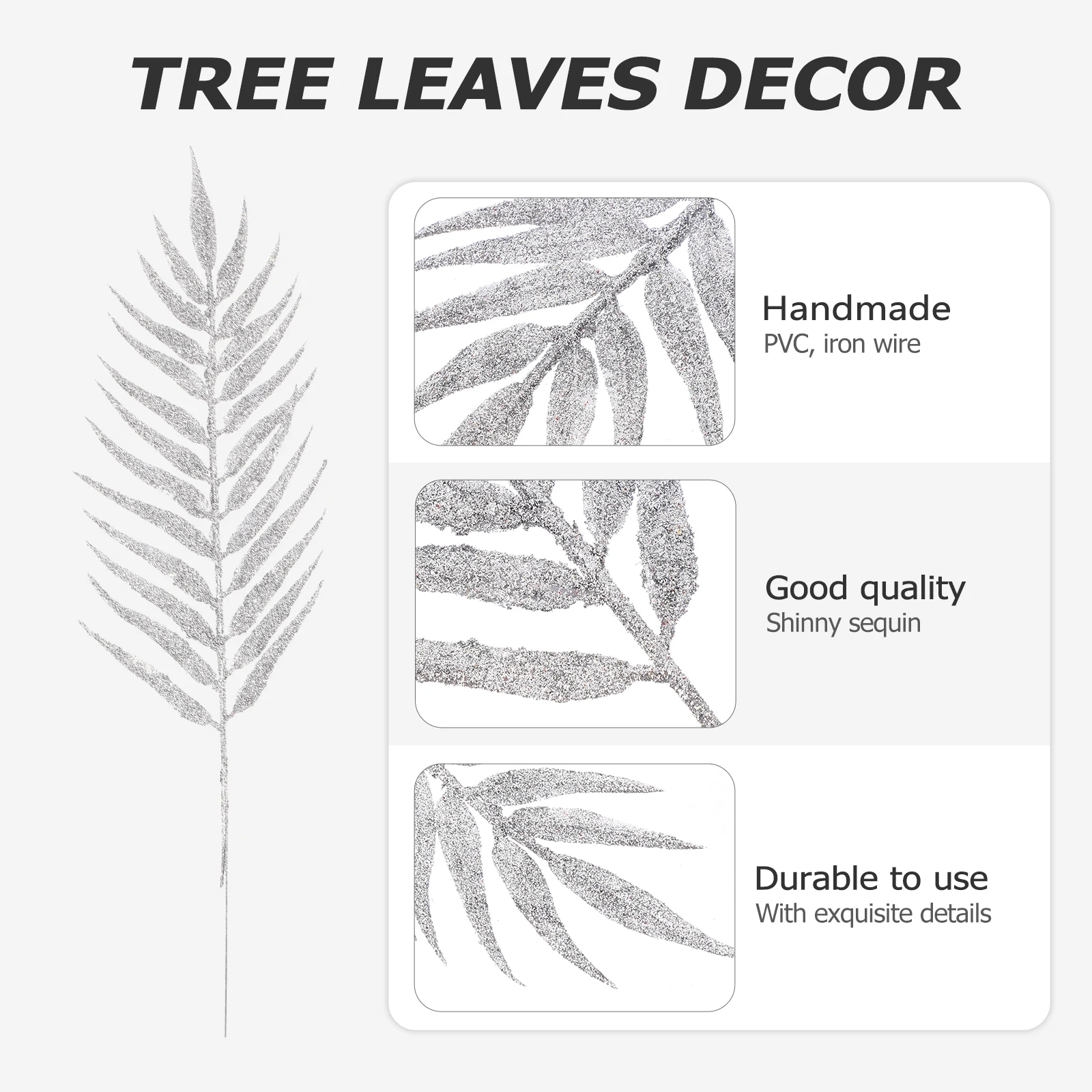 

5Pcs Christmas Leaves Ornaments Flannel Glitter Branches Rustic Farmhouse Home Party Wedding Decoration