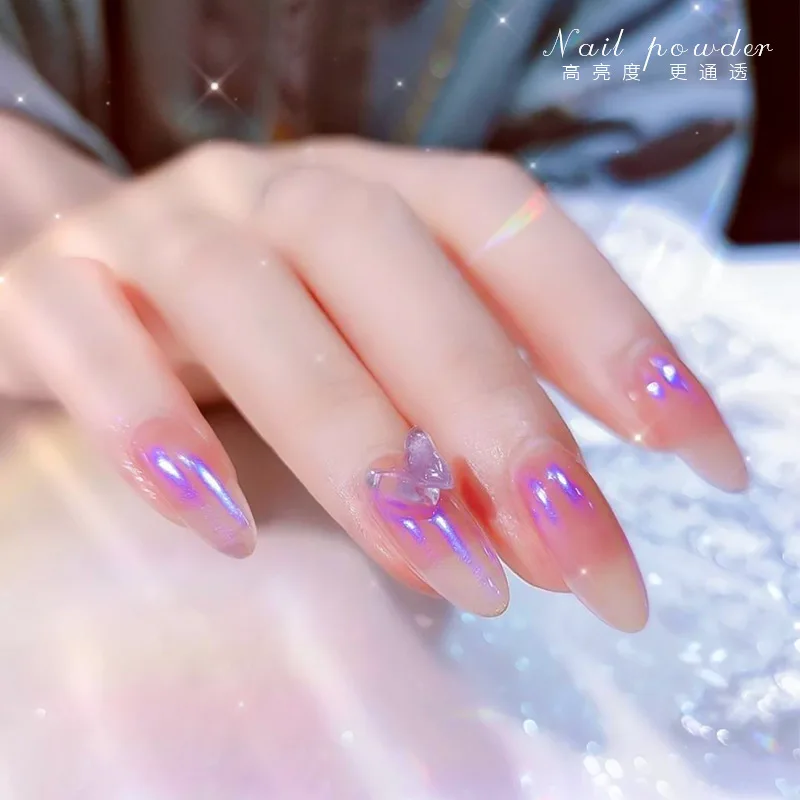 Ultra-Fine Aurora Nail Glitter Powder Sparkle Ice Transparent Polish Iridescent Nail Powder Multi Mirror Effect Glitter Dust