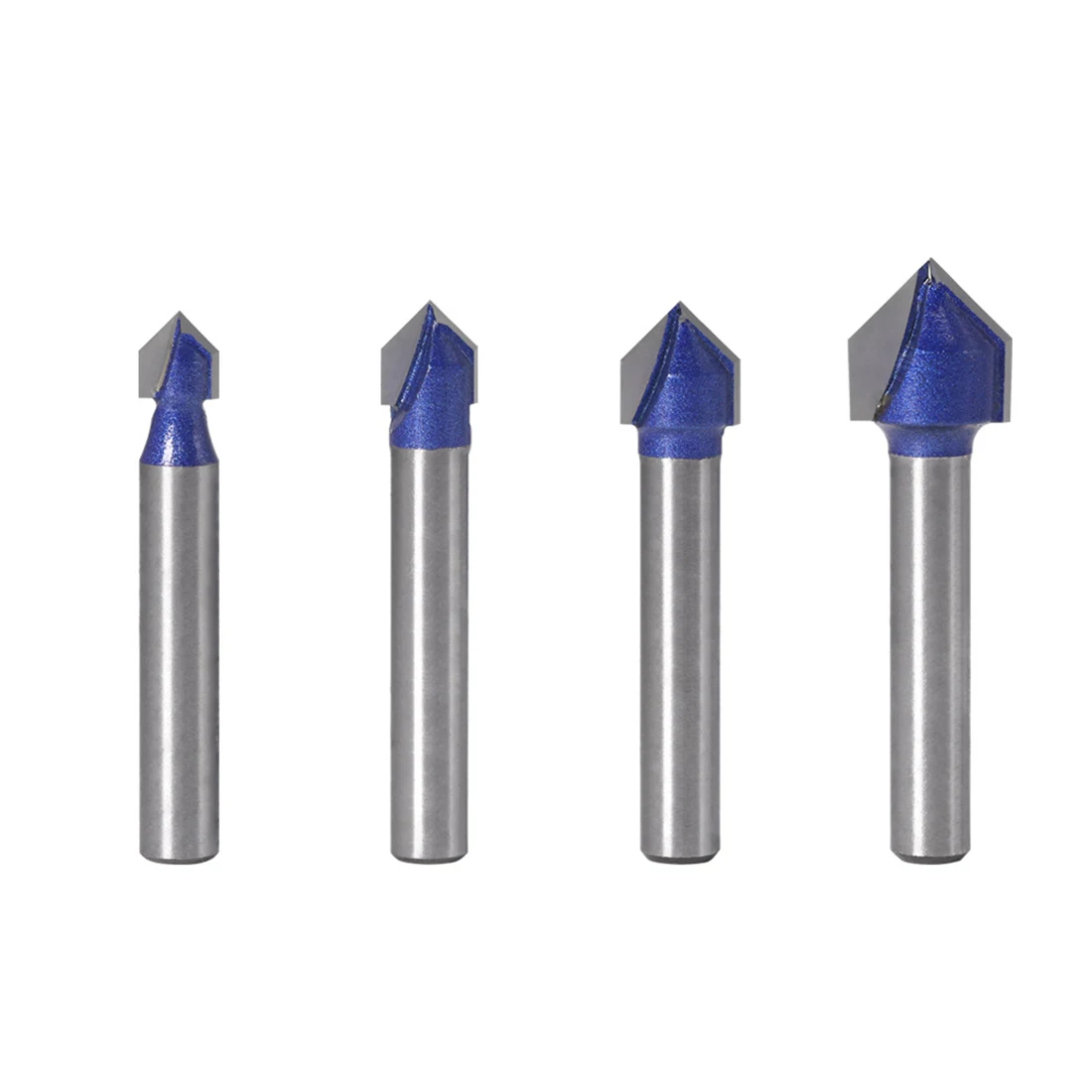 لقمة مثقاب راوتر ثلاثية الأبعاد كربيد عالي الجودة على شكل حرف V مقاس 1/4 بوصة نقش ثلاثي الأبعاد 90 °   قاطع درجة بحواف مزدوجة وقوة عالية