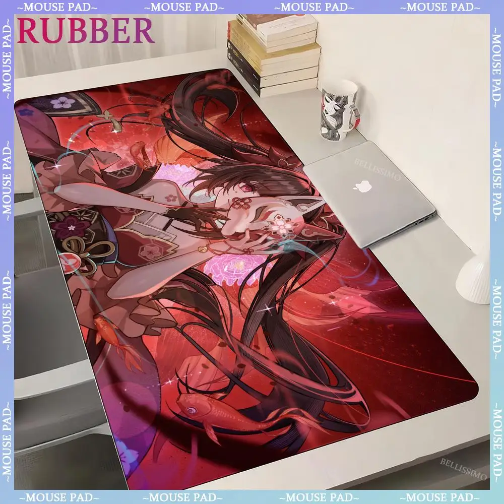 Grand tapis de souris avec masque rouge pour ordinateur de bureau, accessoires de jeu, anime, fille, samouraï, virus, 6 000