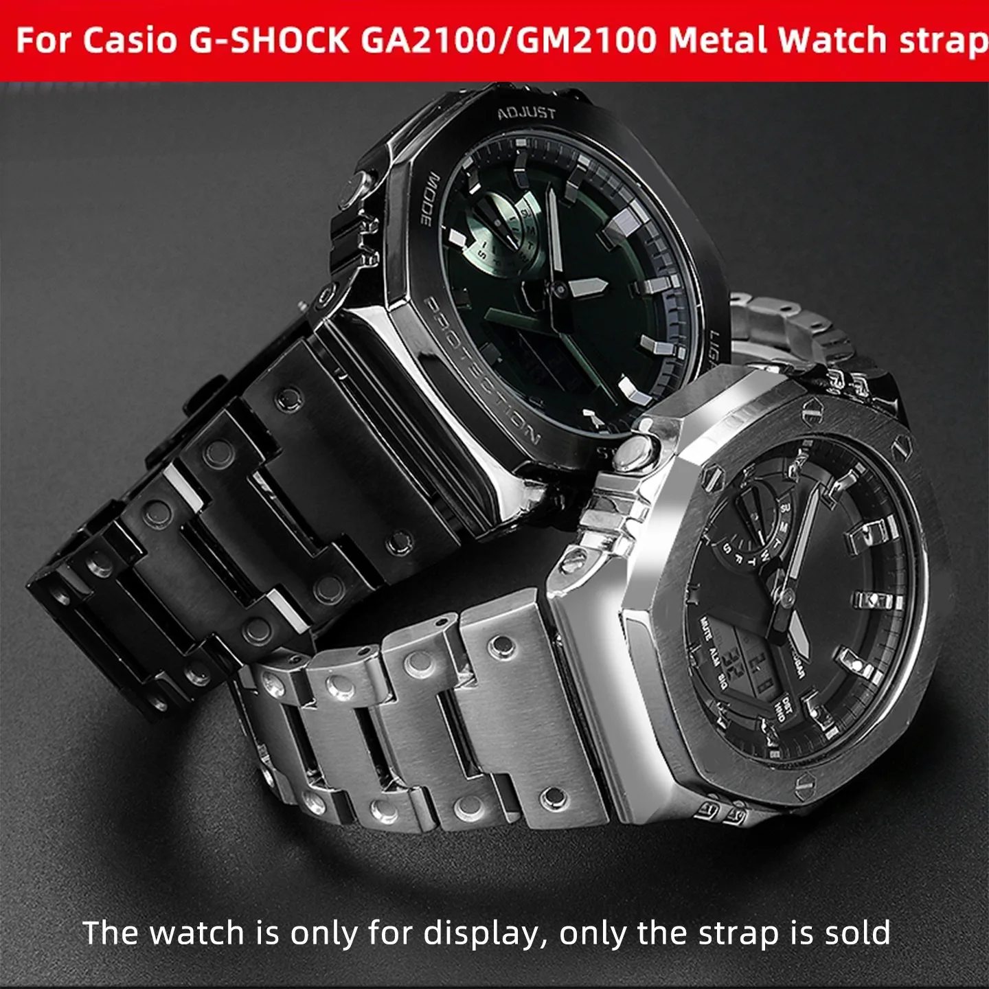 For Casio G-SHOCK GBM-2100/GM-2100/GA-2100 Ga2100  Stainless Steel Watch Band Metal Octagon Bracelet Replacement strap 16mm