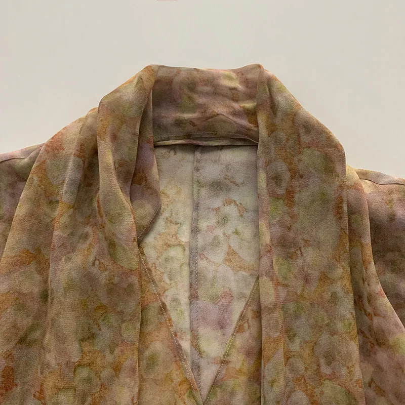 Withered Scarf Collar Shirt Fake Two Slightly Translucent And Hazy Fresh Tops Blouses Women's Clothes Shirts Tops