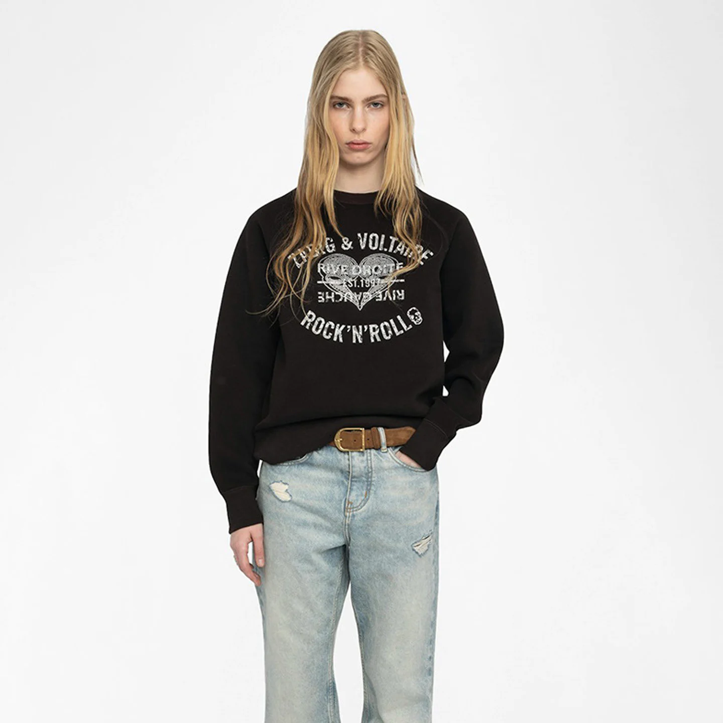 Vroege herfst nieuwe collectie Street Sle rond Ne Sweatshirt Gedrukt Strass Drop oulder Sve Hoodie Casual Katoen Lange...