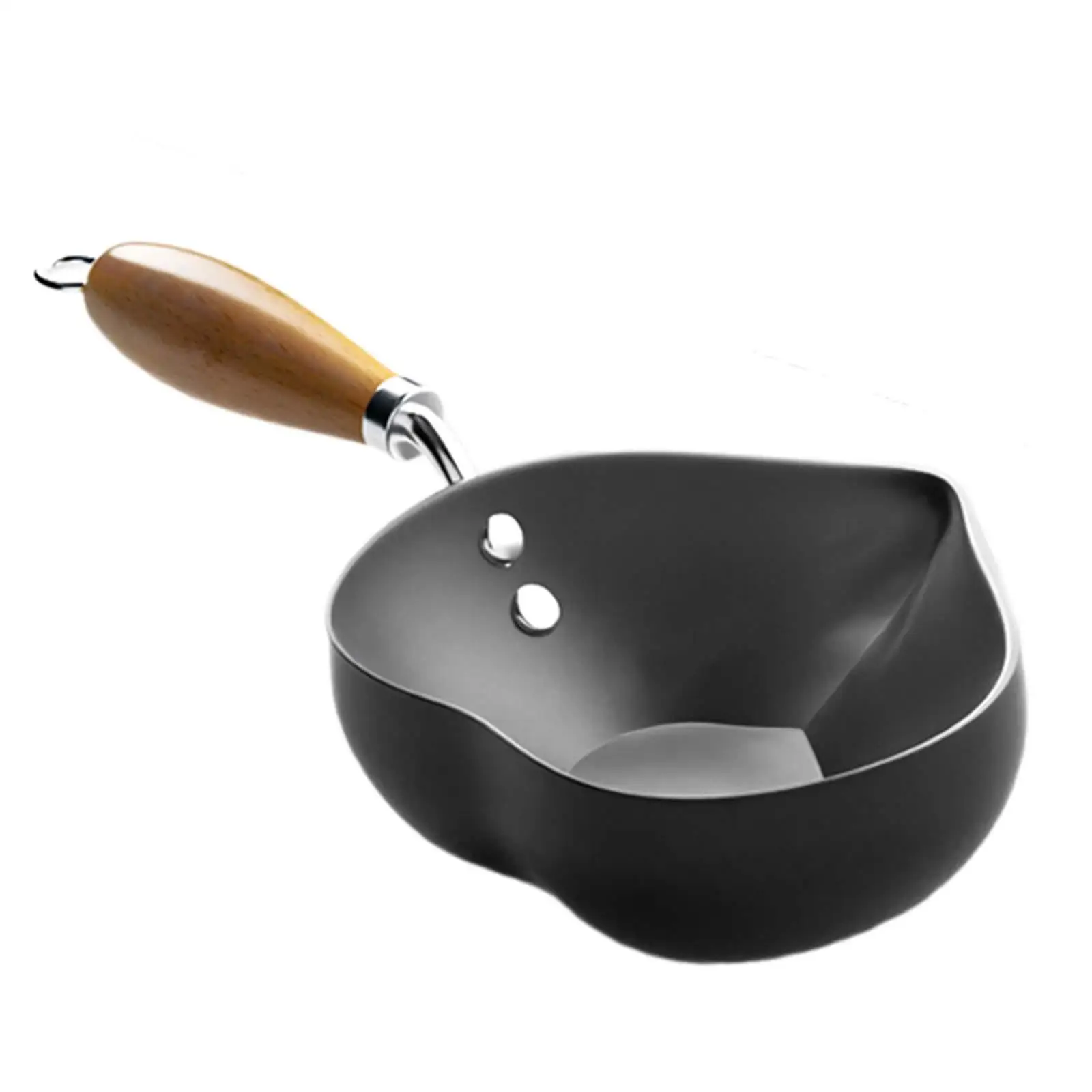 Mini Hot Oil Pan with Wood Handle Nonstick Cookware Fried Egg Pan for Rvs