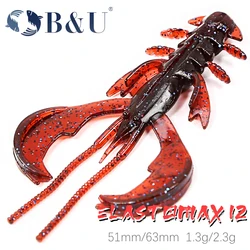 B & U-SEÑUELOS Crazy Craw flotantes, señuelos blandos de pesca de camarón y langosta, señuelos de plástico suave, 51mm/63mm