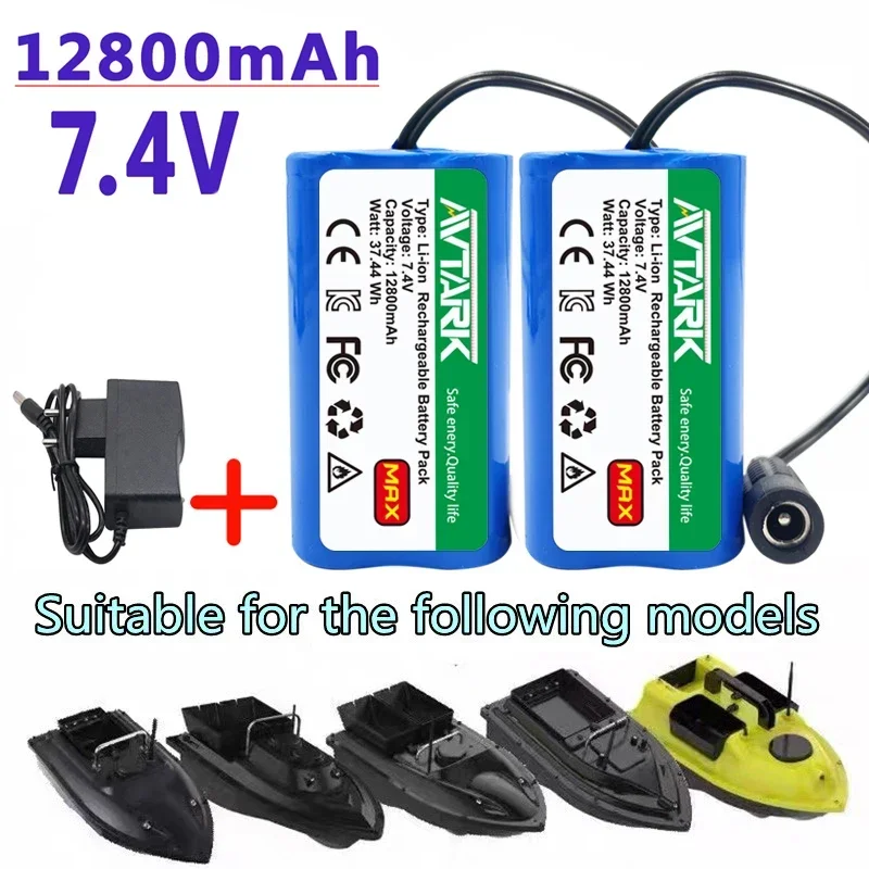 7.4V 12800Mah 6800Mah Battery For T188 T888 2011-5 V007 C18 H18 V18 D18B FX88 Remote Control RC Fishing Bait Boat Battery Parts