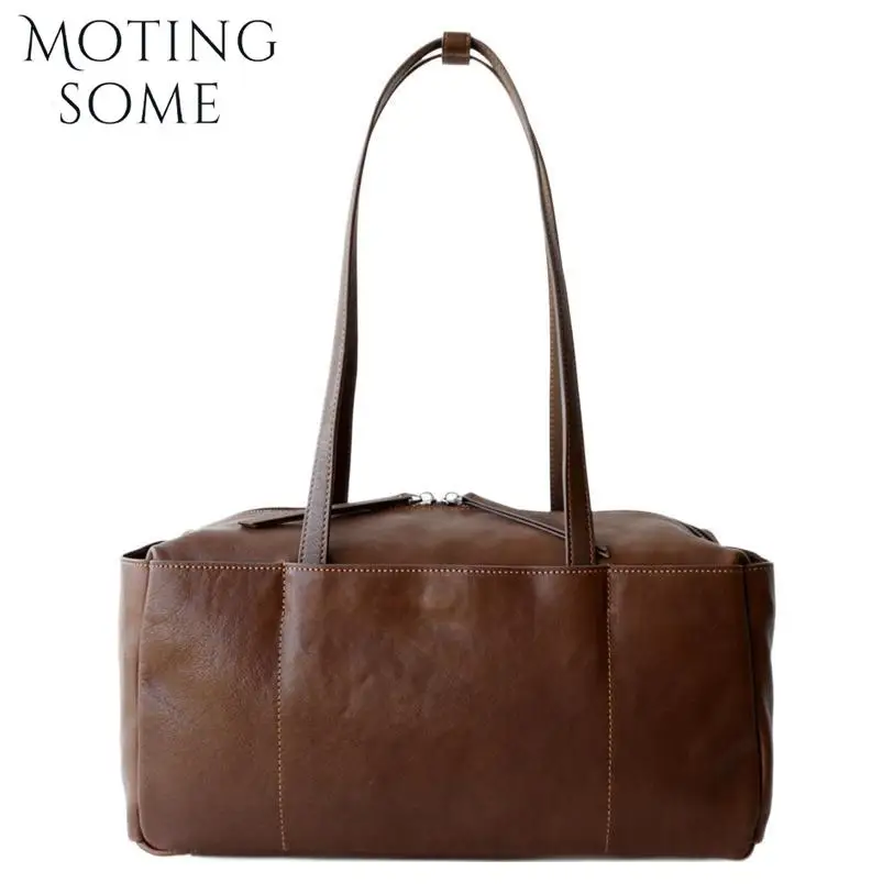 Motingsome Square Bags for Women Shoulder Underarm Bag Retro Saddle Handbag 100% Natural Leather Tote Lady Luxury Pouch 2025 New