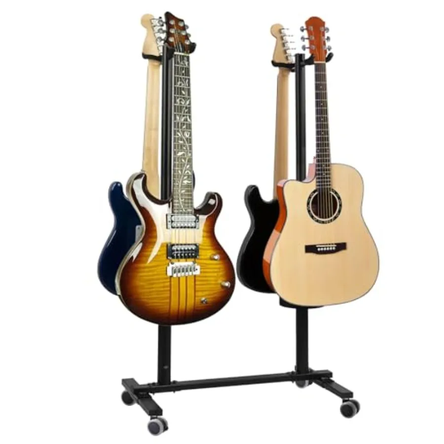 

UPELLA Multi-Holder Guitar Stand - Universal Wheel Design Heavy Duty Adjustable Folding Floor Stand for Acoustic Electric Ukule