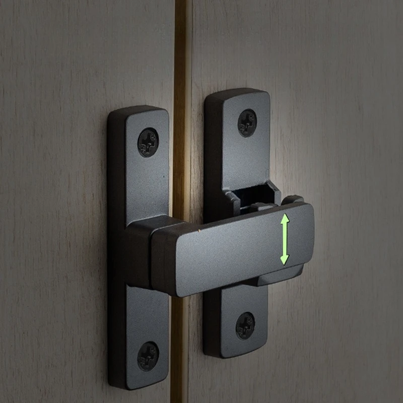 Night-Light Door Bolt No-Drill Zinc Alloy Bathroom Hotel Security Door Lock Home Hardware Anti-Theft Latch Furniture Hardware