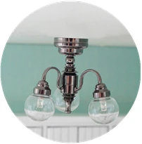 【BS】1:12 دمية صغيرة 3 الذراع مصباح السقف الثريا LED مصباح الجدار ضوء ديكور لعبة #1