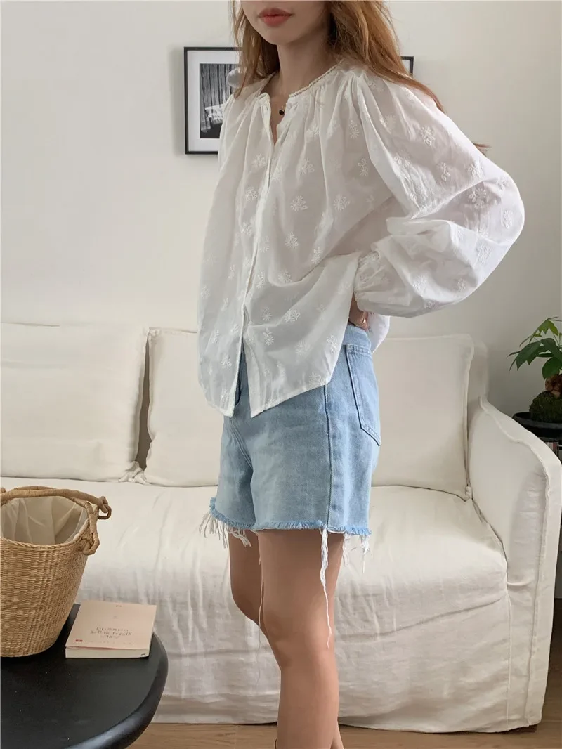 Summer Women Blouse Spring Shirt Female Woman Blouse Maxi Blusas Chiffon Casual Elegant Vintage Long Sleeve Oversize Loose White