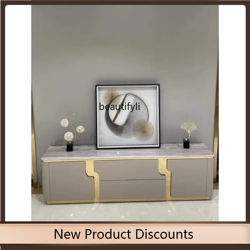 

K185 LuxuryTV Cabinet and Tea Table Combination Simple Modern Home Background Wall Film and Television Cabinet High-End Floor Ca