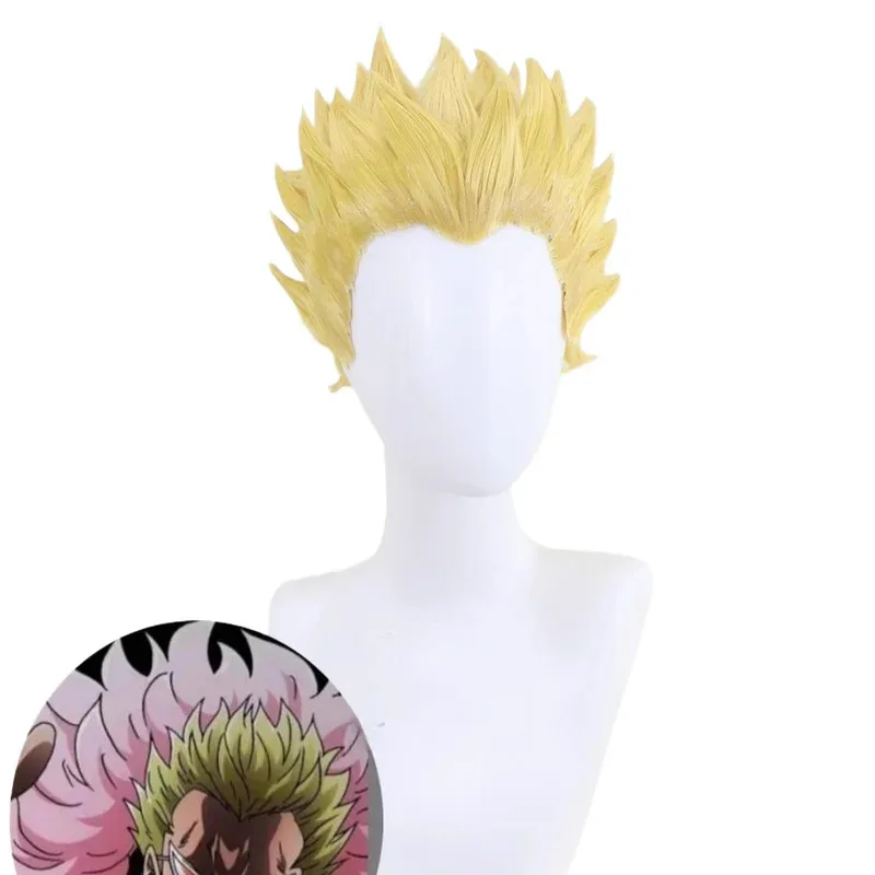 

DY20JP Anime JOKER Donquixote Doflamingo Cosplay Costume Hair Short Spiky Gold Halloween Party Wig25
