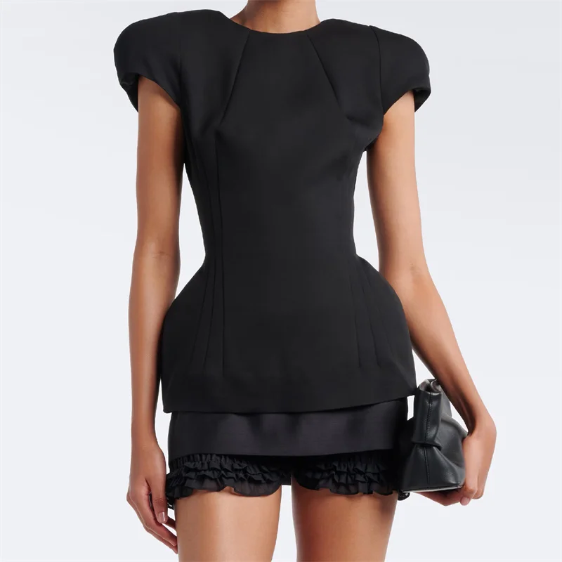 Aliexpress women's dresses New waist cinching slim mini dress for autumn 2026 shoulder pad round neck short dress party dress casual dress - Aliexpress Deal