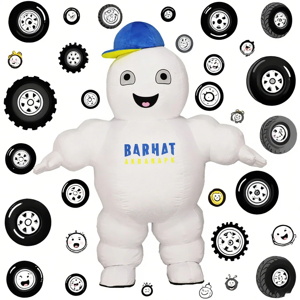 

Adult Cosplay White Tire Boy Parade Inflatable Costume Mascot Halloween Carnival Performance Party Plush Costume