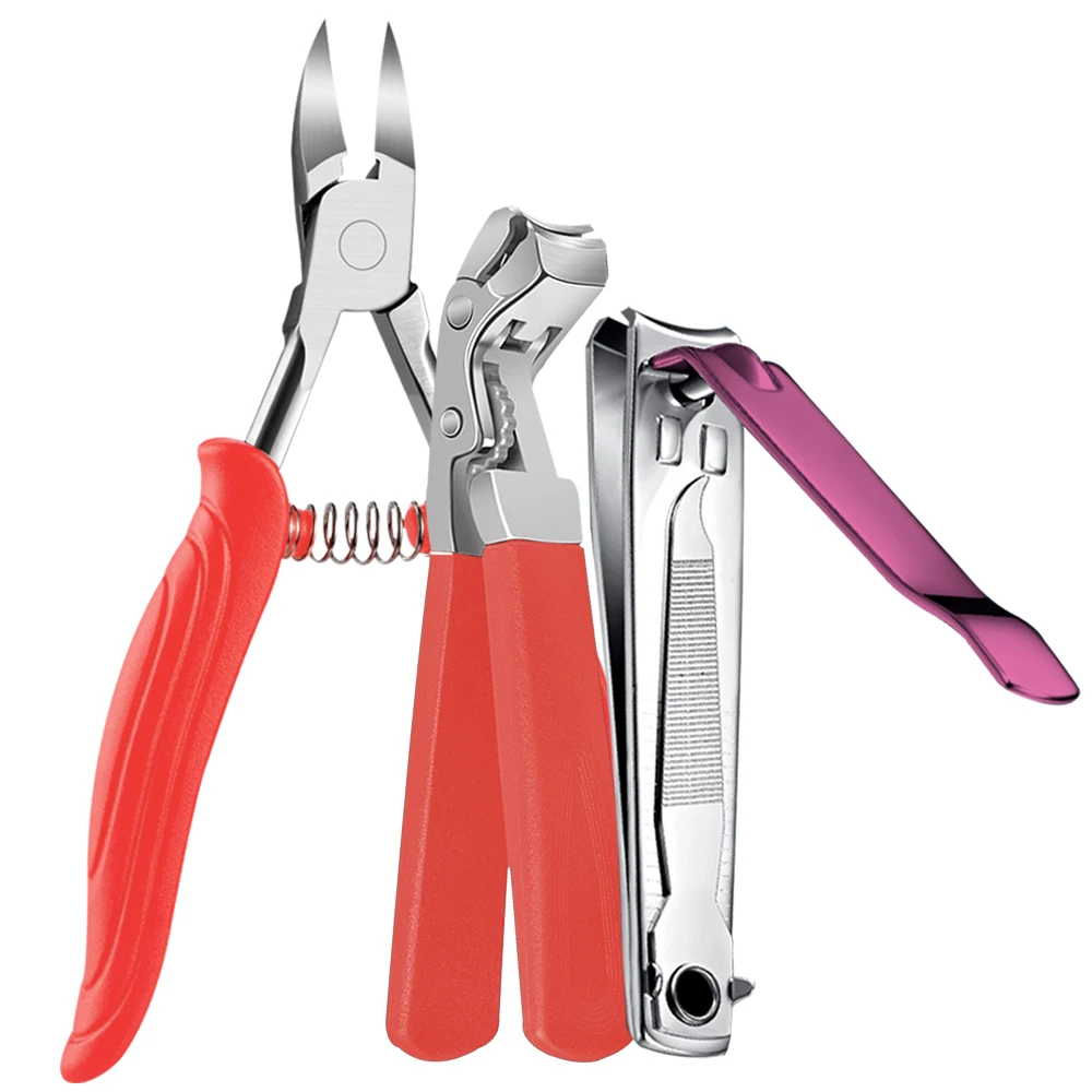 3Pcs/set Toenail Nail Clippers Toenails Clippers Adult Thick Nails Long Handle Angled Head Wide Jaw Opening Manicure Tool