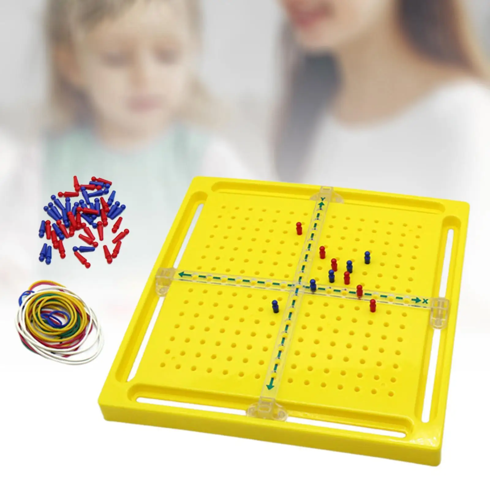 Wood Geoboard Set Xy Axis Educational Pegboard for Toddlers Kids Children