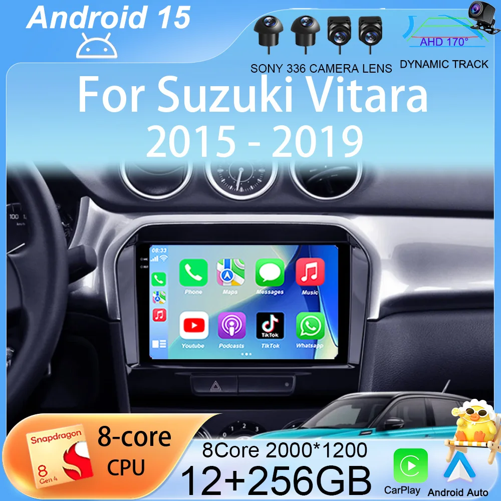 Android 15 Car Radio Auto Carplay Stereo For Suzuki Vitara 2015 2016 2017 2018 2019 Multimedia Video Player Navigation Gps