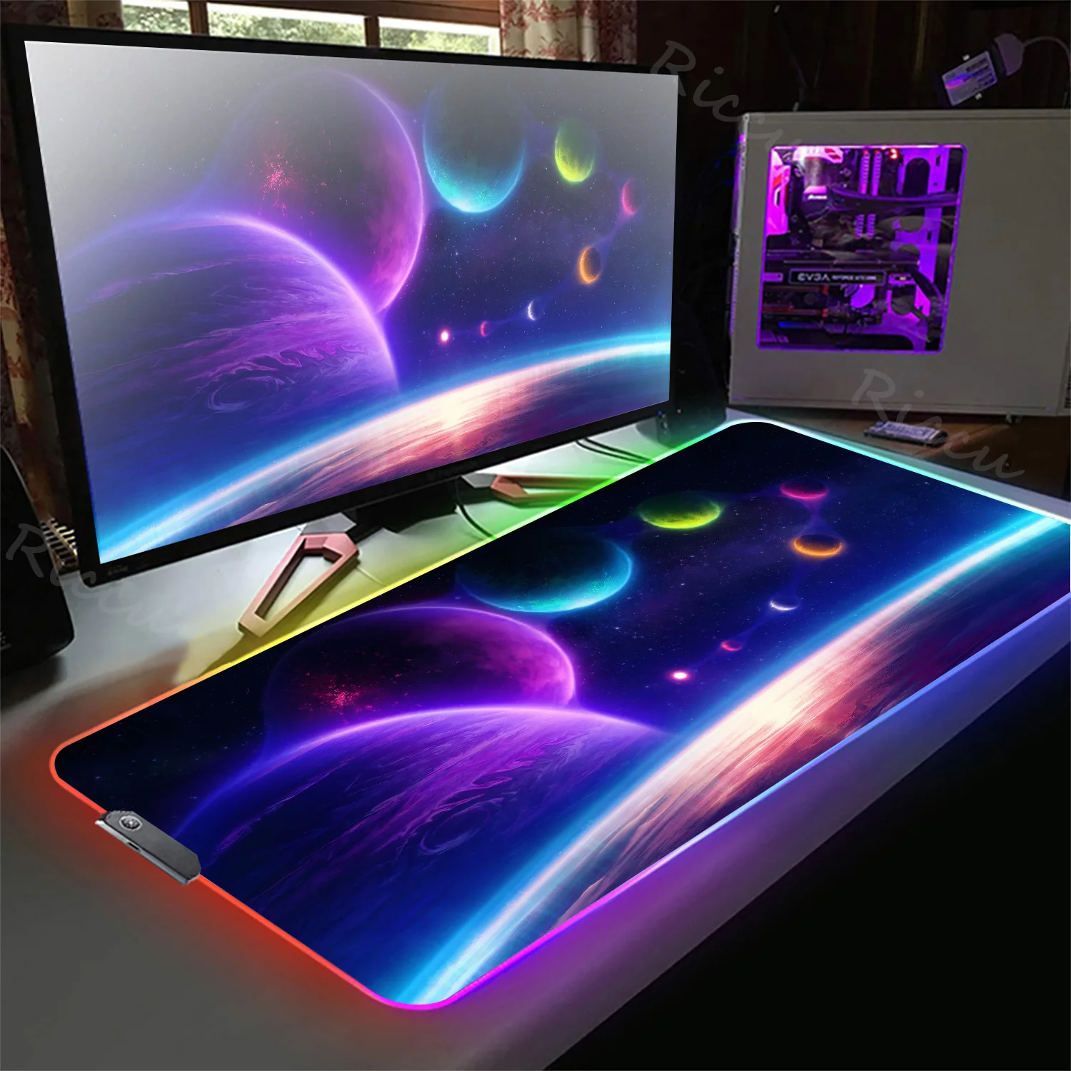 RGB Galaxy Milky Way Mouse Pad Kawaii Gaming Accessories LED PC Gamer Completo Computer Varmilo Keyboard Desk Mat Mousepad