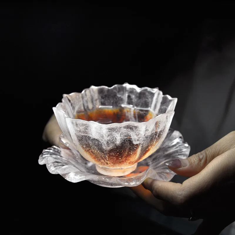 CX Frozen Roasted Glass Cup Lotus Tea Cup Chinese Large Kung Fu Tea Cup