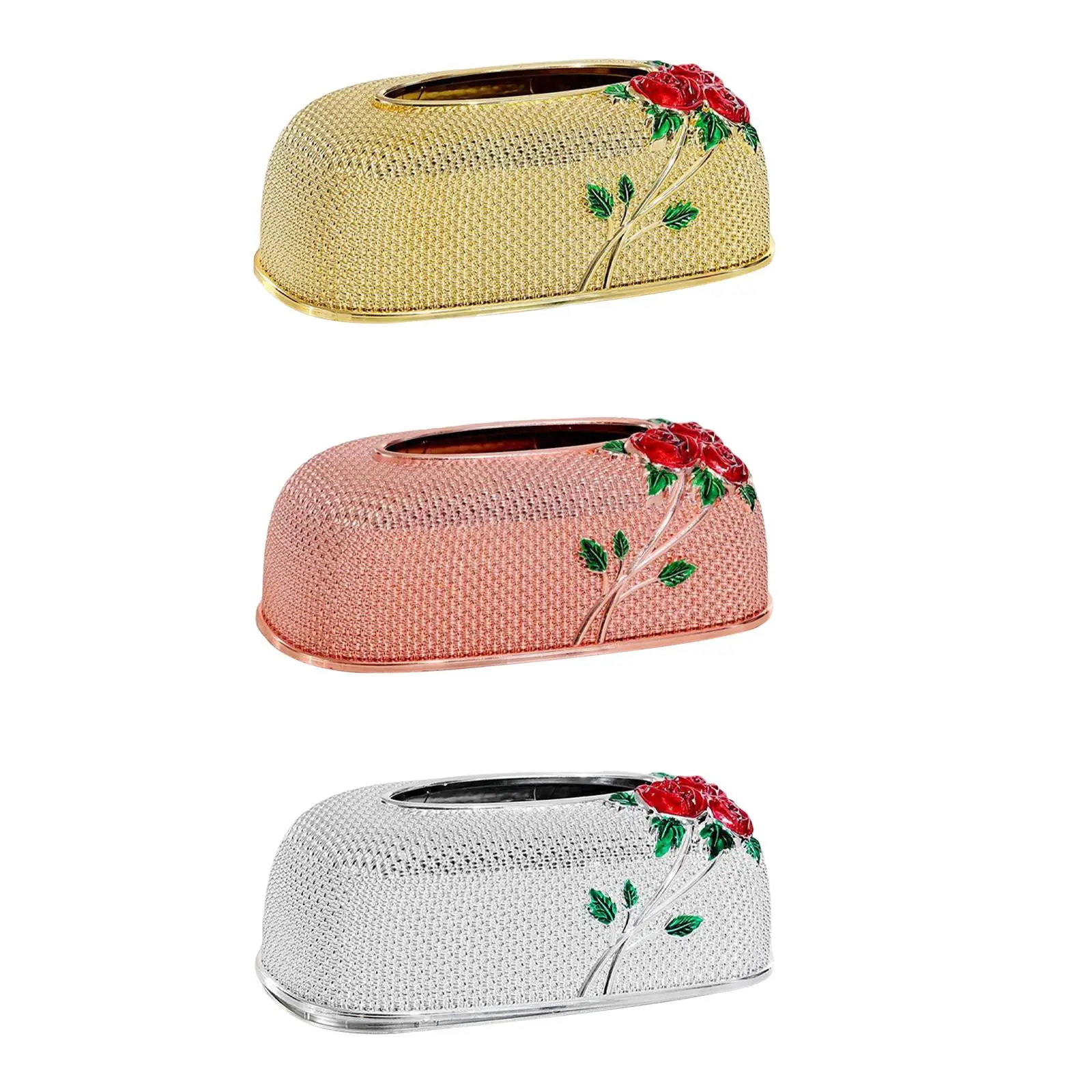 Rectangular Rose Embossing Acrylic Tissue Box Napkin Holder , 9.7x5.3x3.7 Inches Sleek Opening Decorative Durable Fashion
