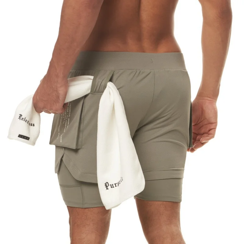 Nuovi pantaloncini sportivi da uomo abbigliamento sportivo pantaloncini da corsa a due piani 2 In 1 pantaloni da spiaggia Summer Gym Fitness