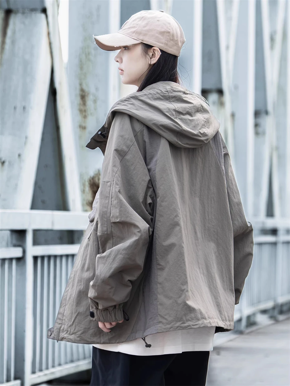 Tactical Cargo Jackets Vintage Windbreaker Men Function Hooded Casual Coats 2025 New Oversized Hip Hop Unisex Outwear Techwear