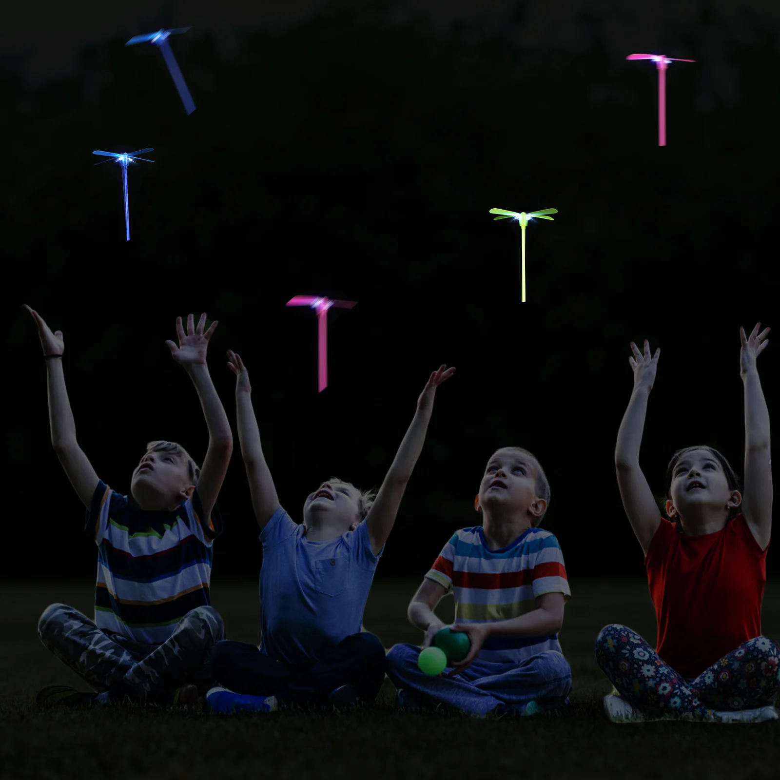 

24Pcs LED Light Bamboo Dragonfly Flying Propeller Glow Outdoor Party Favor Interactive Fun Propeller Toy Light Toy